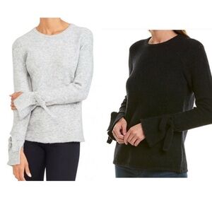 J McLaughlin bow sleeve crew neck alpaca and merino wool sweater light gray Med